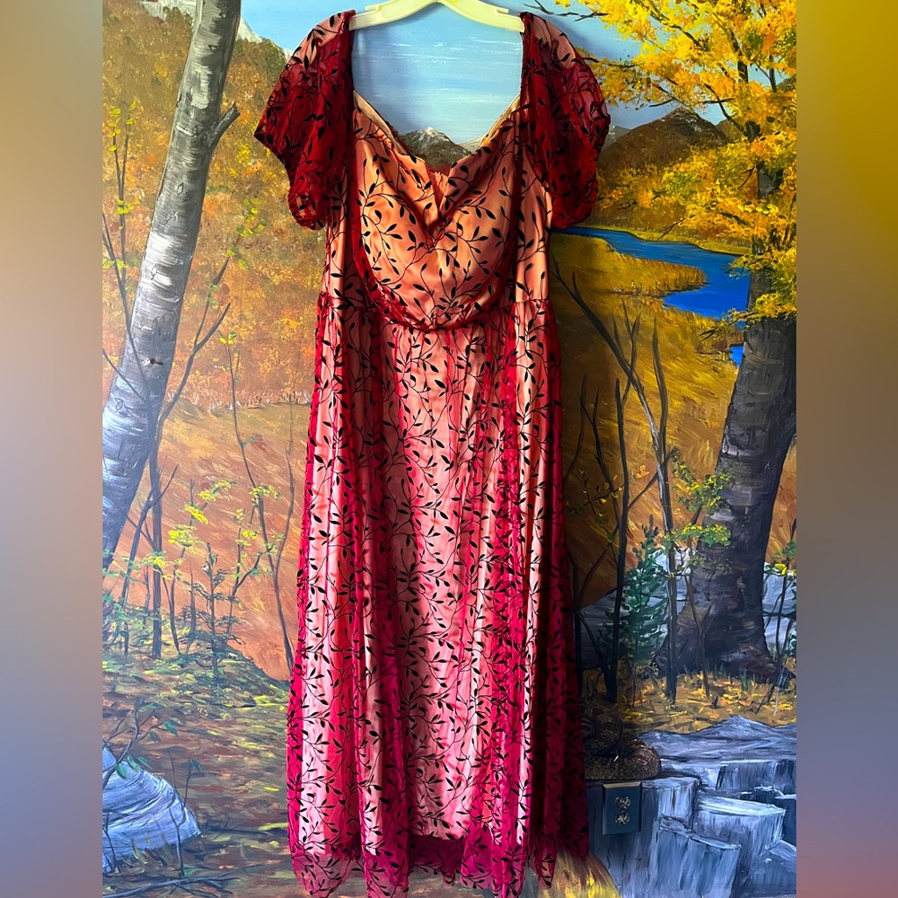 Ball Gown Red Chiffon Floor Length - image 1